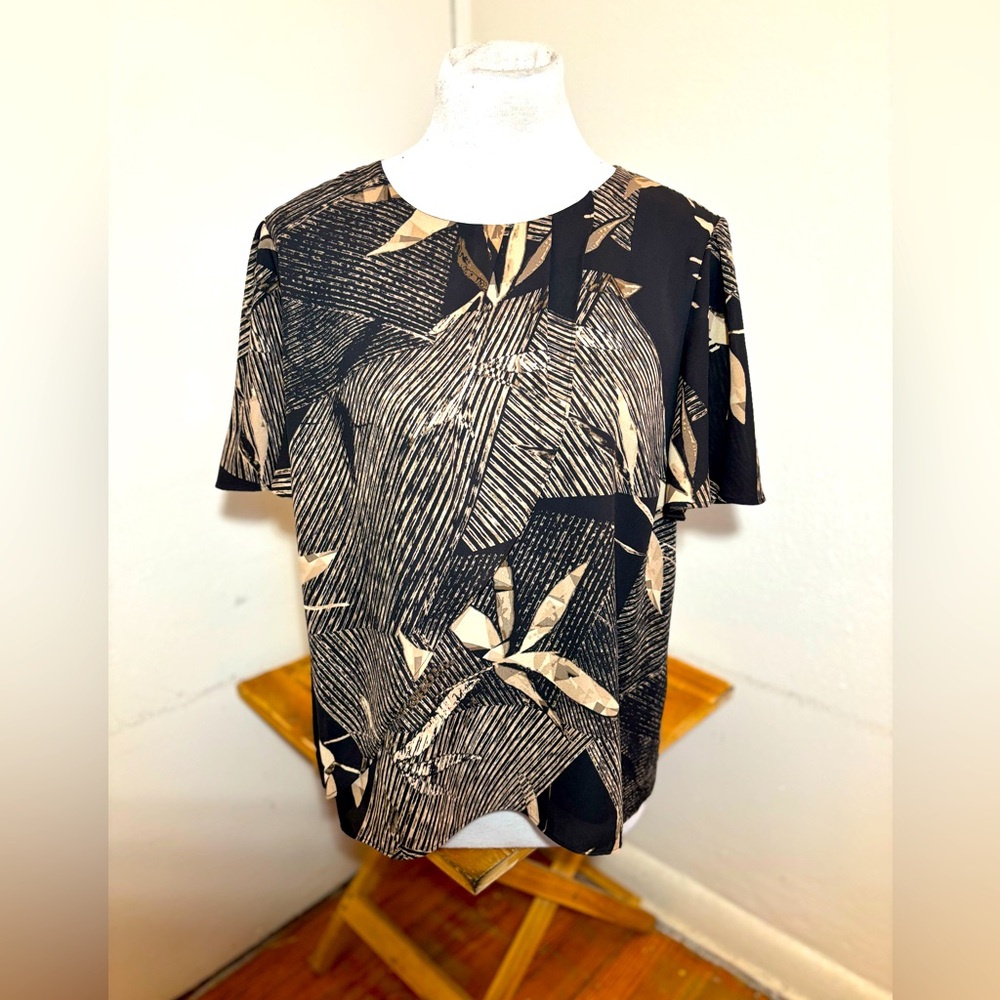 Halston Printed Chiffon Top